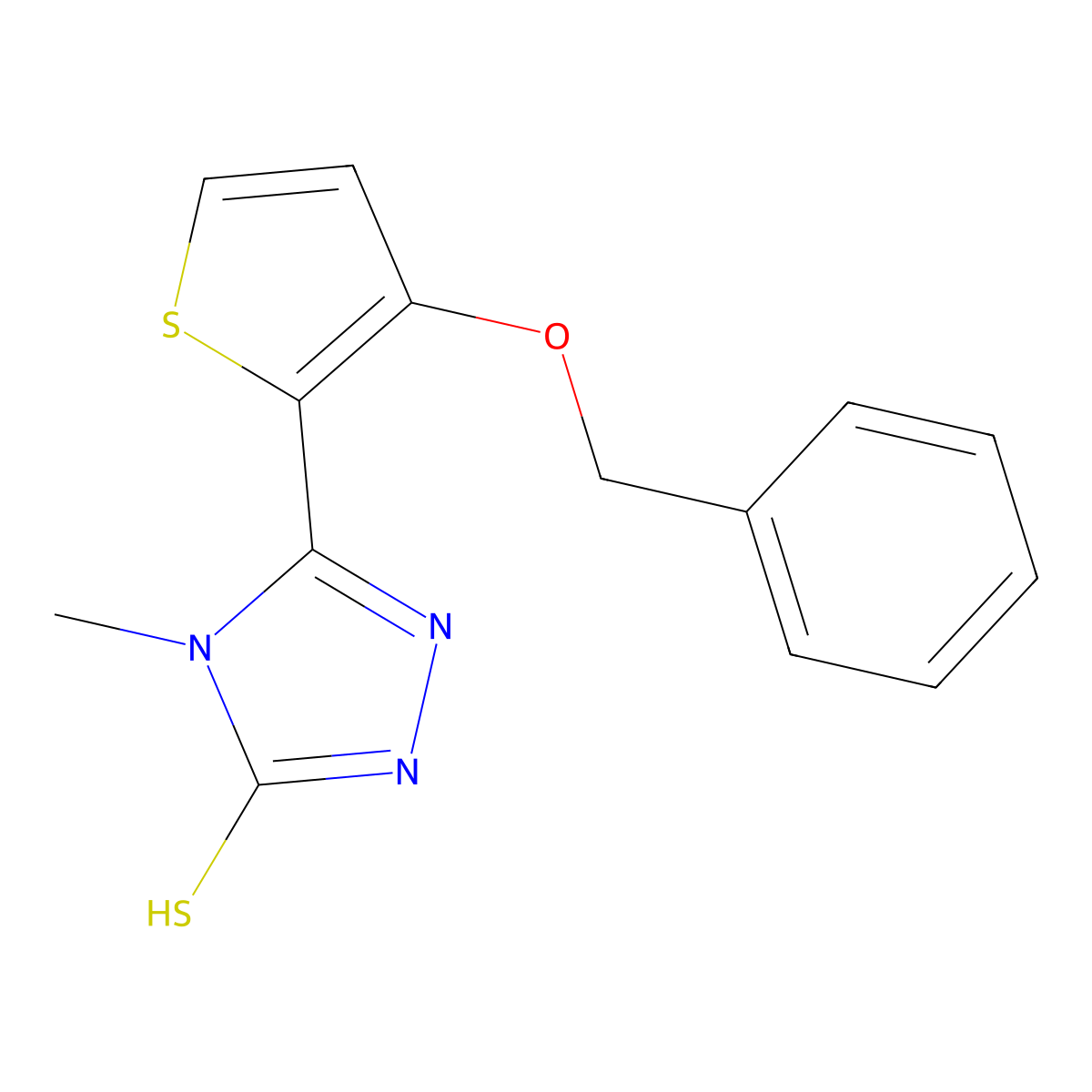 5-[3-(benzyloxy)-2-thienyl]-4-methyl-4H-1,2,4-triazol-3-ylhydrosulfide molecular structure, CAS 343375-87-1