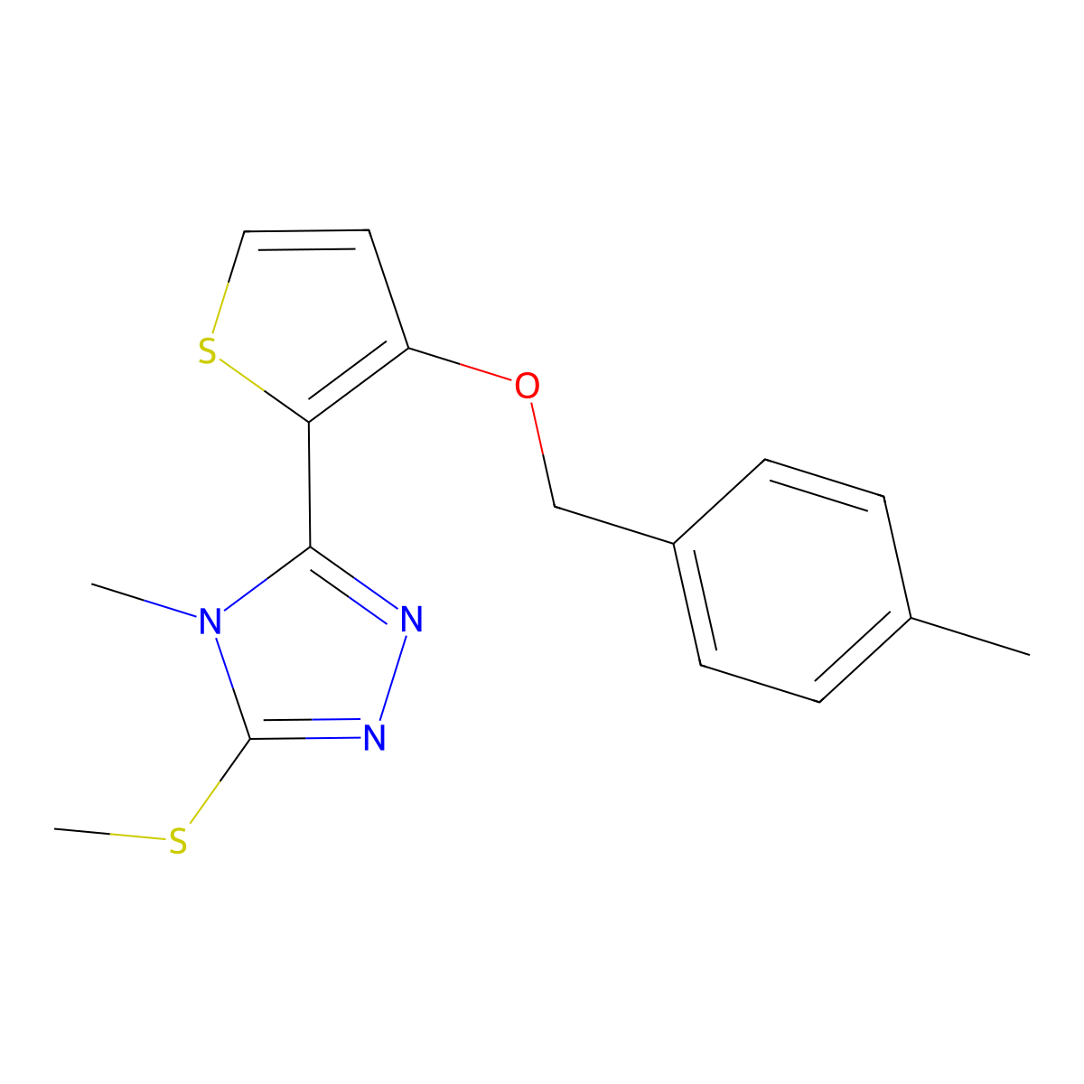 4-methyl-3-{3-[(4-methylbenzyl)oxy]-2-thienyl}-5-(methylsulfanyl)-4H-1,2,4-triazole molecular structure, CAS 343375-90-6
