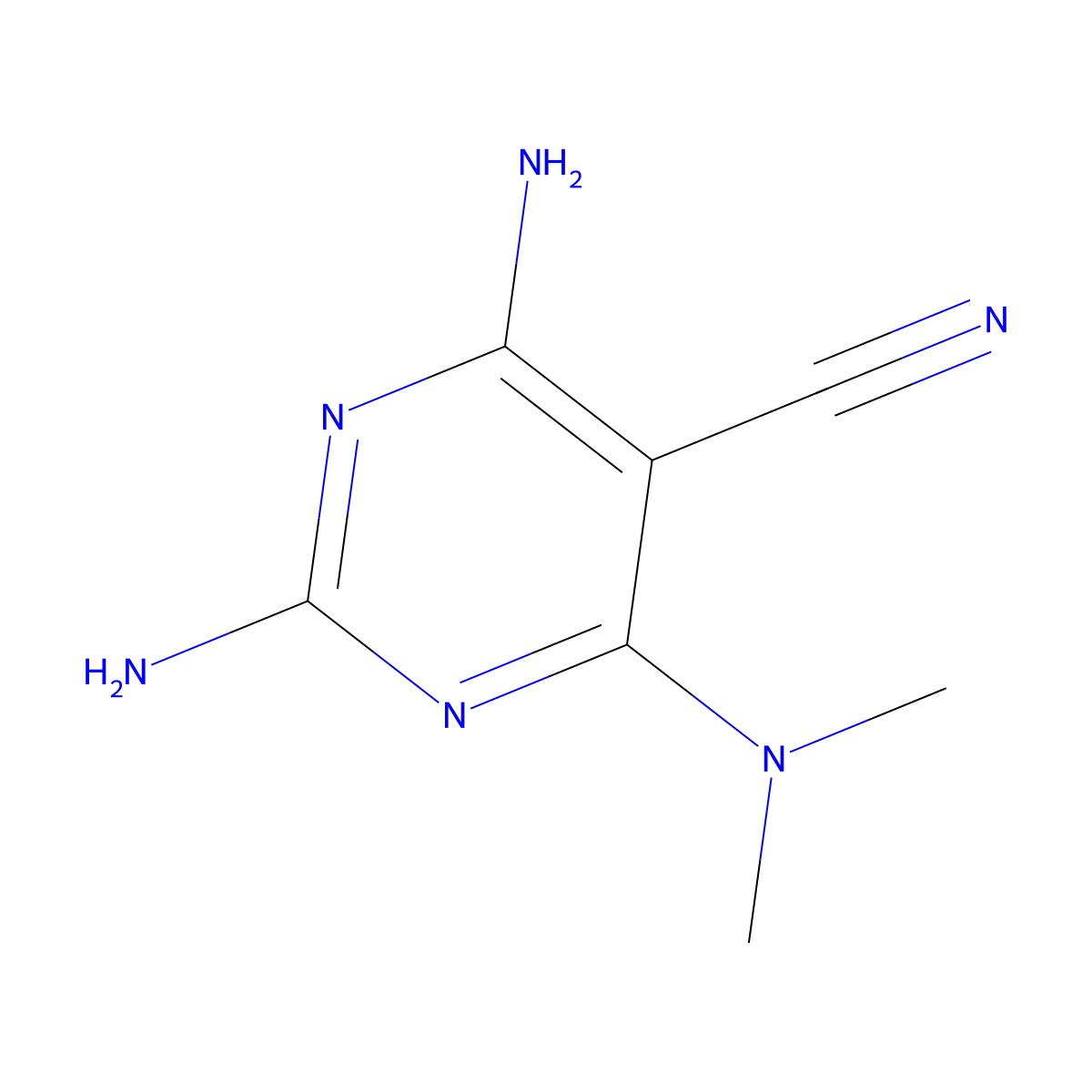 2,4-Diamino-6-(dimethylamino)pyrimidine-5-carbonitrile molecular structure, CAS 343375-96-2