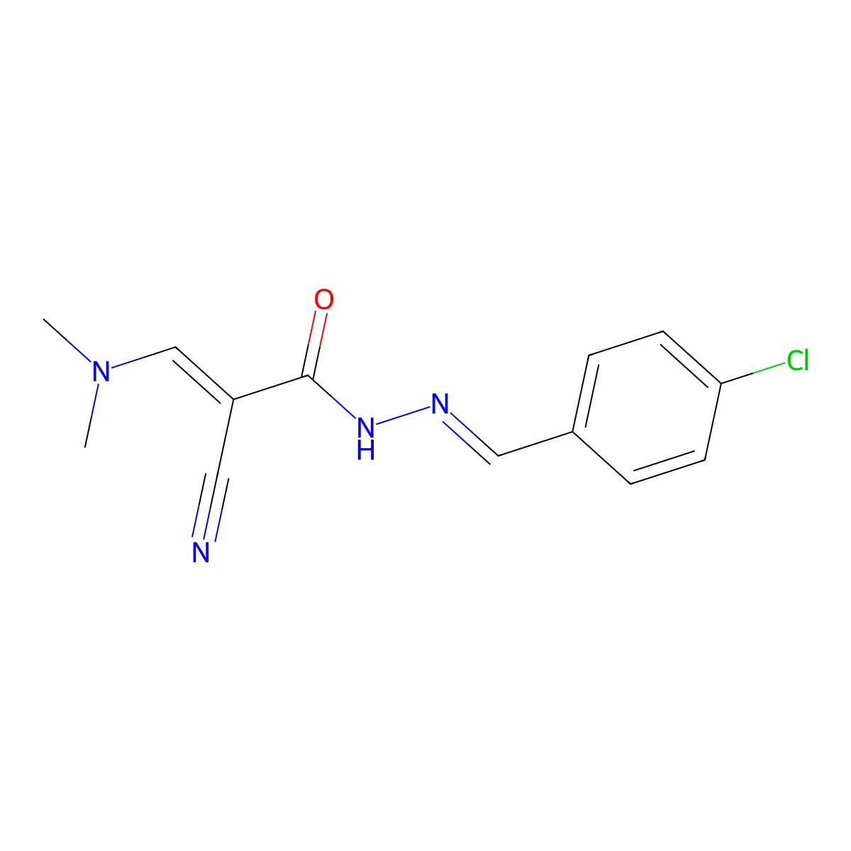 N'-[(4-chlorophenyl)methylene]-2-cyano-3-(dimethylamino)acrylohydrazide molecular structure, CAS 343375-99-5