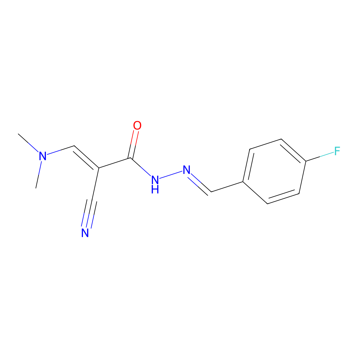 2-cyano-3-(dimethylamino)-N'-[(4-fluorophenyl)methylene]acrylohydrazide molecular structure, CAS 343376-04-5