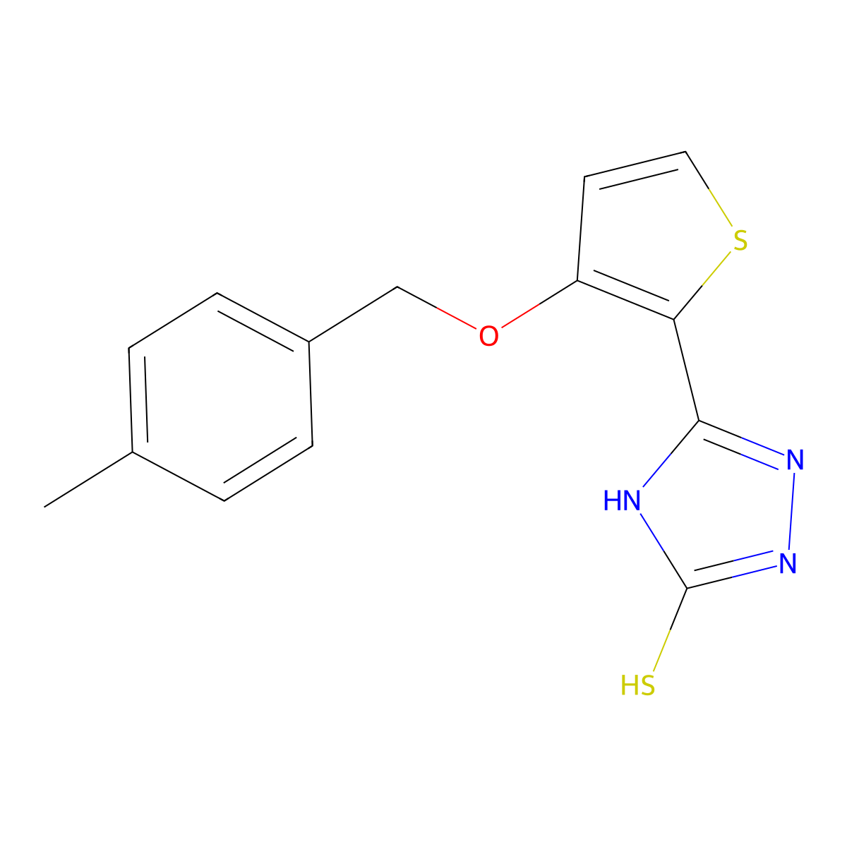 5-{3-[(4-methylbenzyl)oxy]-2-thienyl}-4H-1,2,4-triazol-3-ylhydrosulfide molecular structure, CAS 343376-08-9