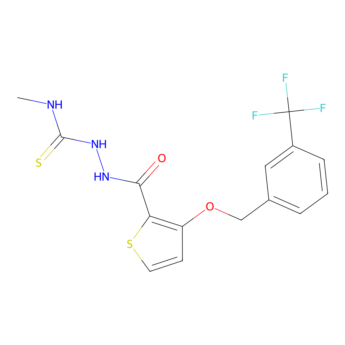 N-methyl-2-[(3-{[3-(trifluoromethyl)benzyl]oxy}-2-thienyl)carbonyl]-1-hydrazinecarbothioamide molecular structure, CAS 343376-09-0