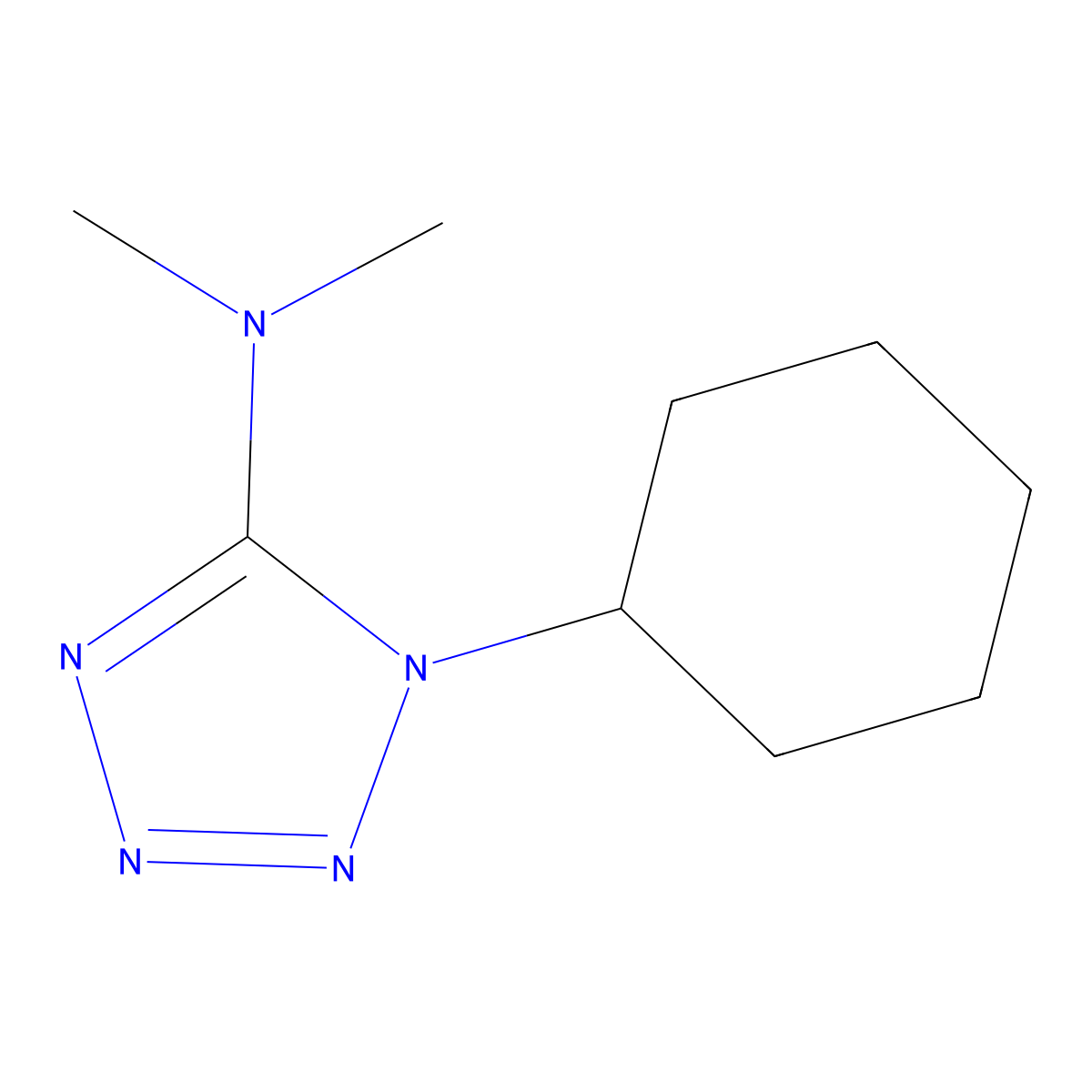 1-cyclohexyl-N,N-dimethyl-1H-1,2,3,4-tetraazol-5-amine molecular structure, CAS 343376-11-4