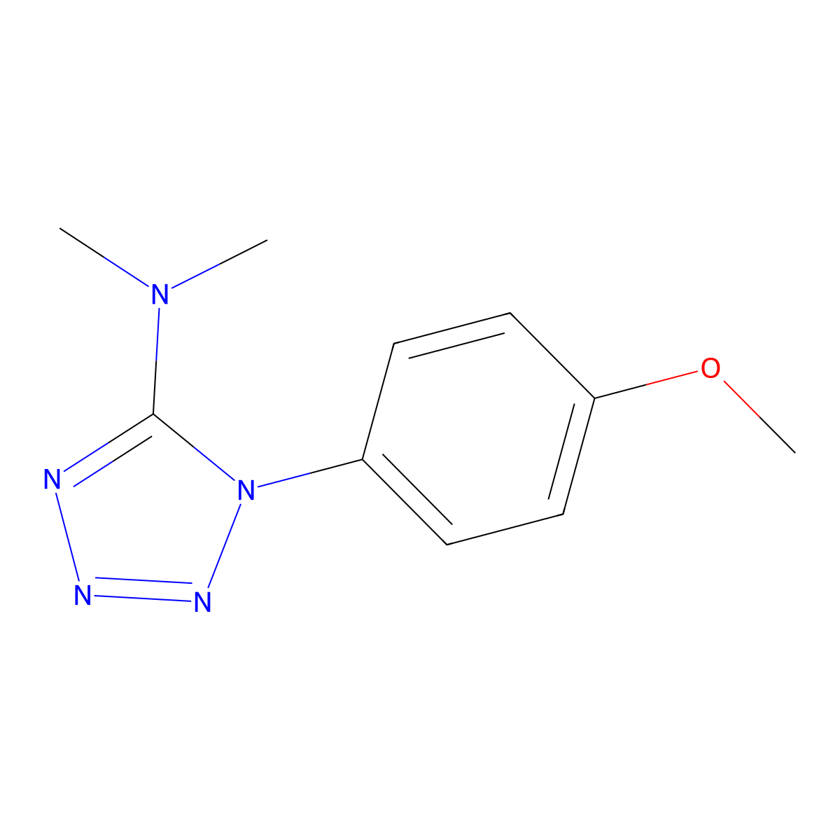 1-(4-methoxyphenyl)-N,N-dimethyl-1H-1,2,3,4-tetraazol-5-amine molecular structure, CAS 343376-18-1