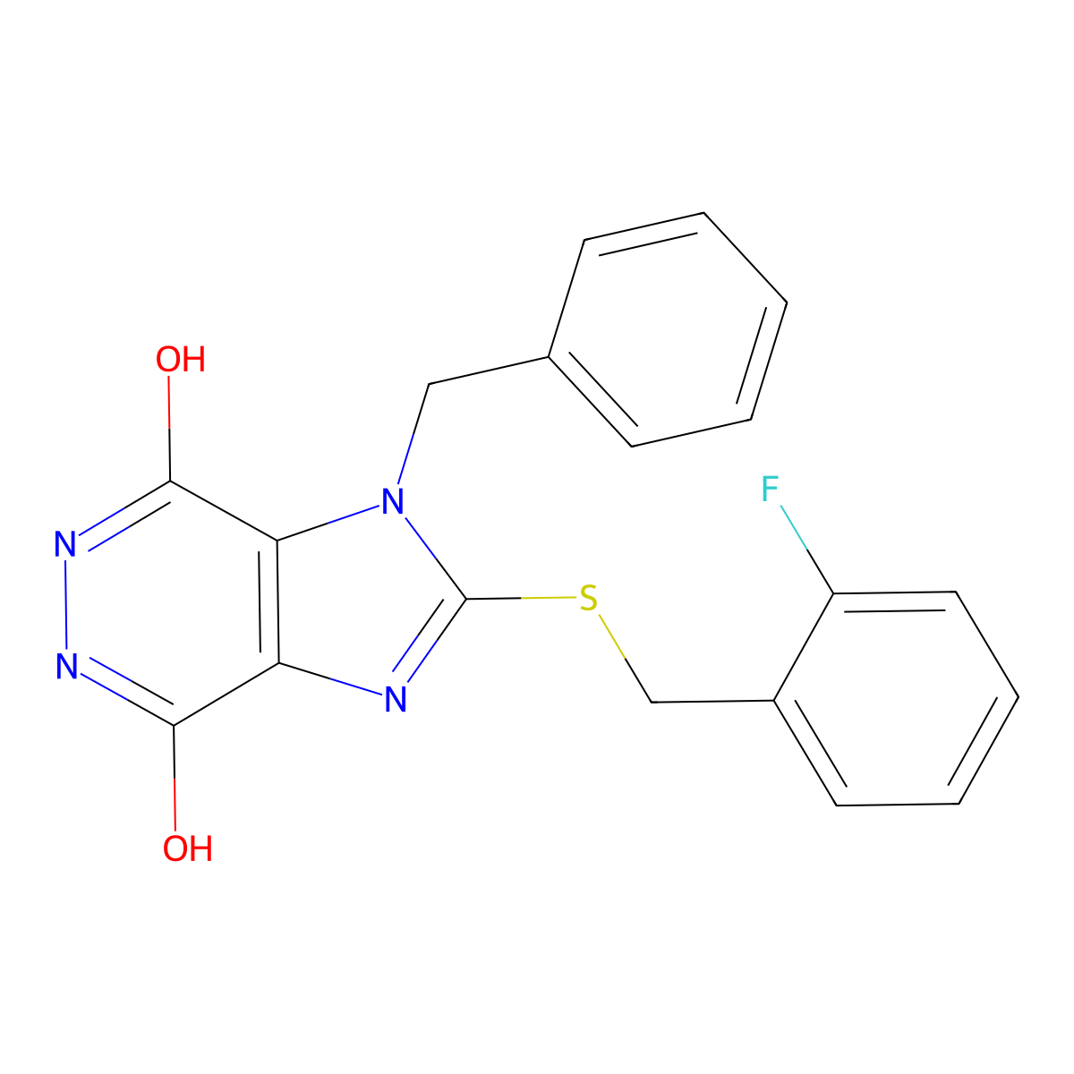 1-Benzyl-2-[(2-fluorobenzyl)sulfanyl]-5,6-dihydro-1h-imidazo[4,5-d]pyridazine-4,7-dione molecular structure, CAS 3434-15-9