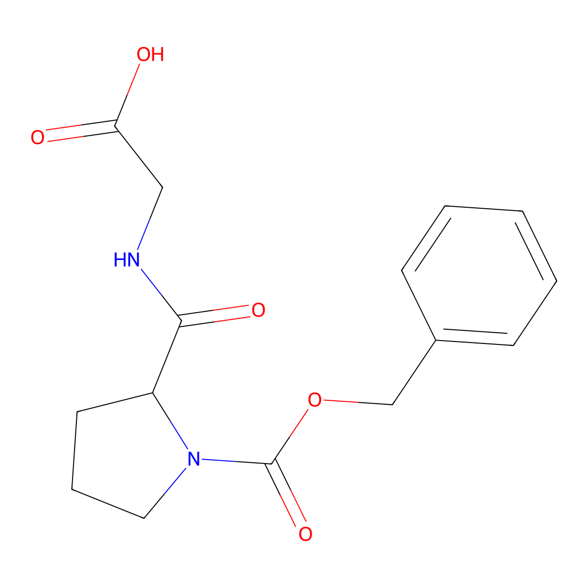 (S)-2-(1-((Benzyloxy)carbonyl)pyrrolidine-2-carboxamido)acetic acid molecular structure, CAS 3434-73-9