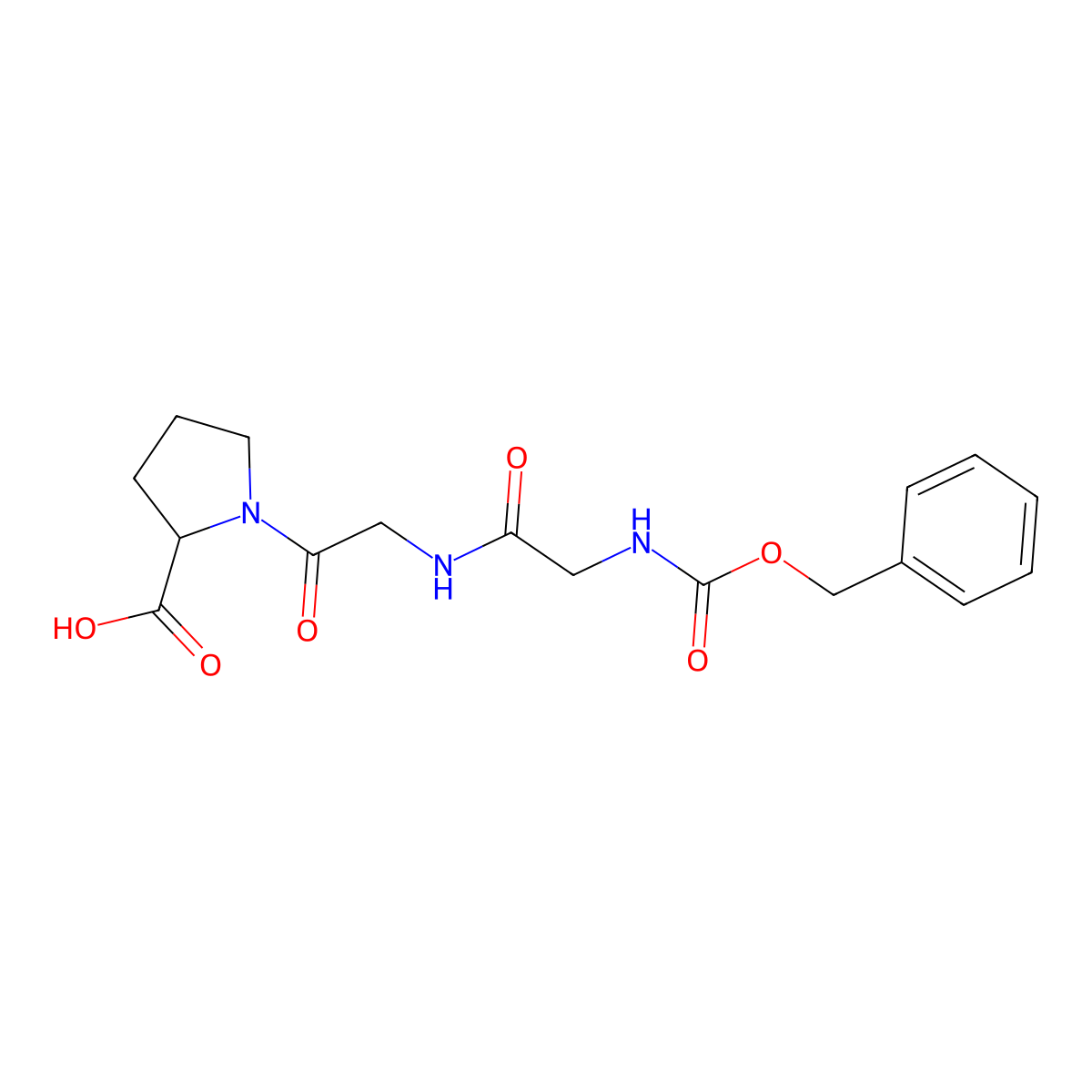 N-[(benzyloxy)carbonyl]glycylglycylproline molecular structure, CAS 3434-75-1