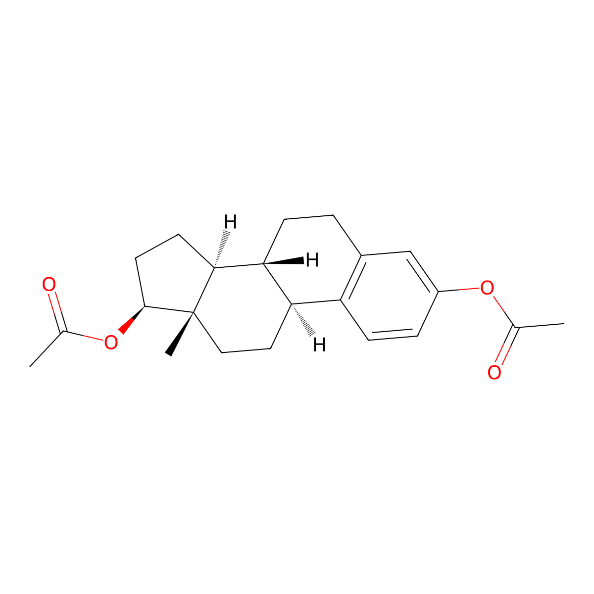 Estradiol, diacetate molecular structure, CAS 3434-88-6