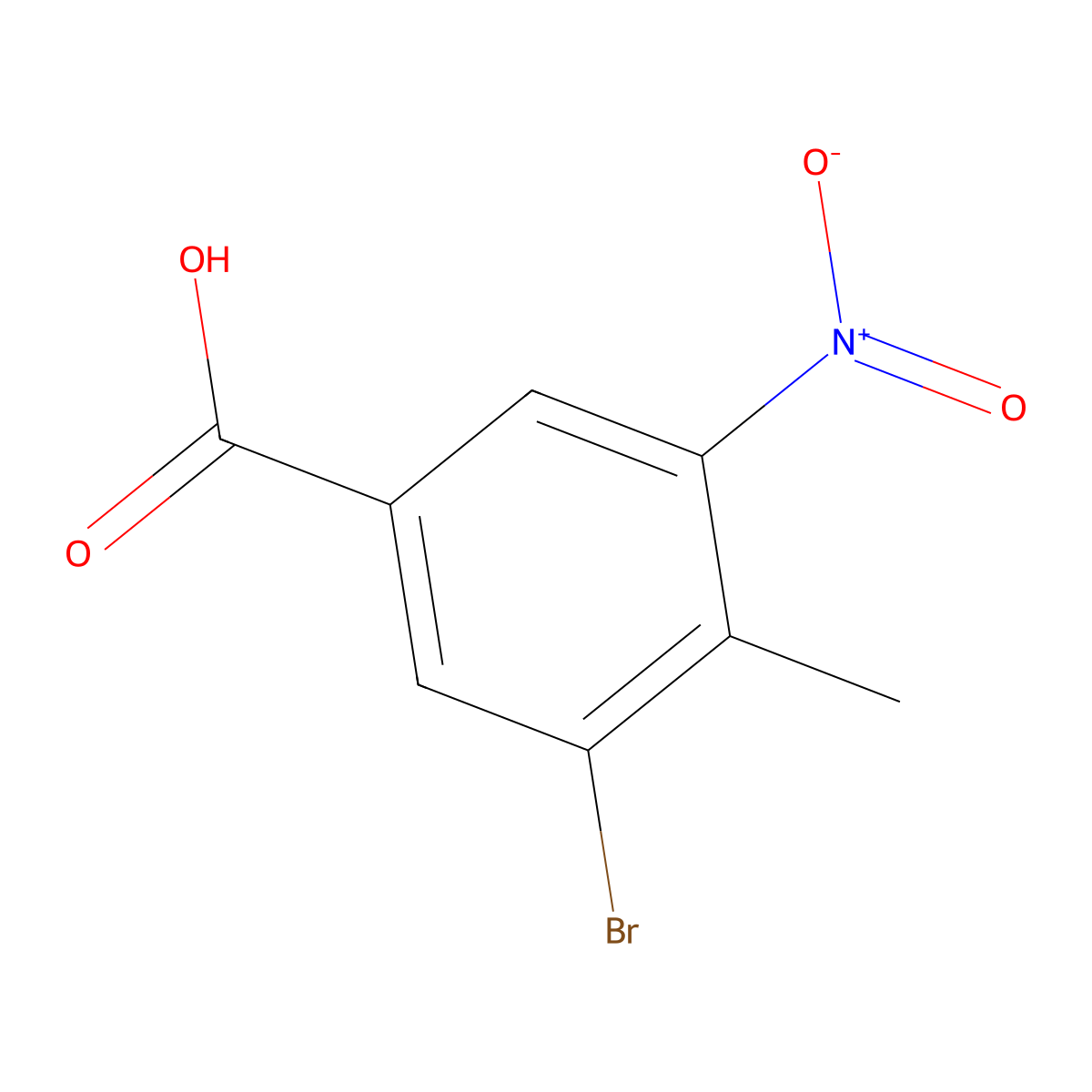 3-Bromo-4-methyl-5-nitro-benzoic acid molecular structure, CAS 34345-20-5