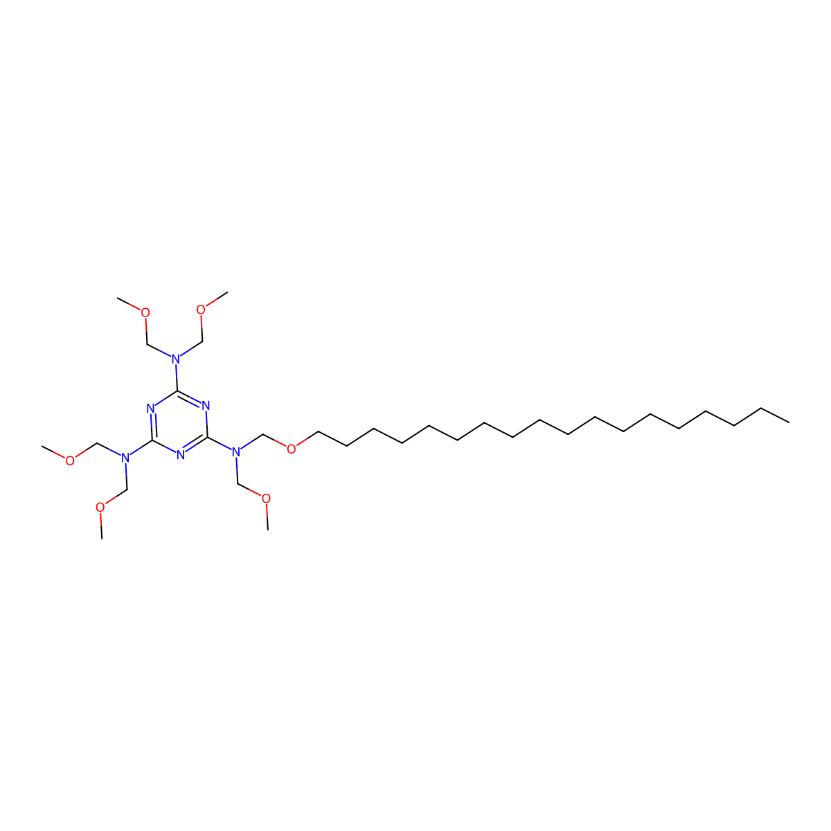 N,N,N',N',N''-pentakis(methoxymethyl)-N''-[(octadecyloxy)methyl]-1,3,5-triazine-2,4,6-triamine molecular structure, CAS 34346-37-7