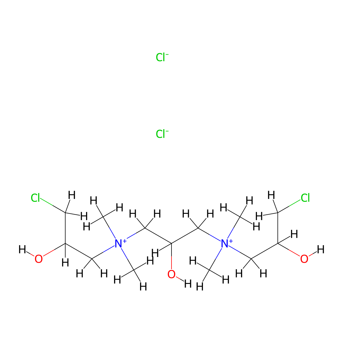 1,3-Propanediaminium, N1,N3-bis(3-chloro-2-hydroxypropyl)-2-hydroxy-N1,N1,N3,N3-tetramethyl-, chloride (1:2) molecular structure, CAS 34348-46-4