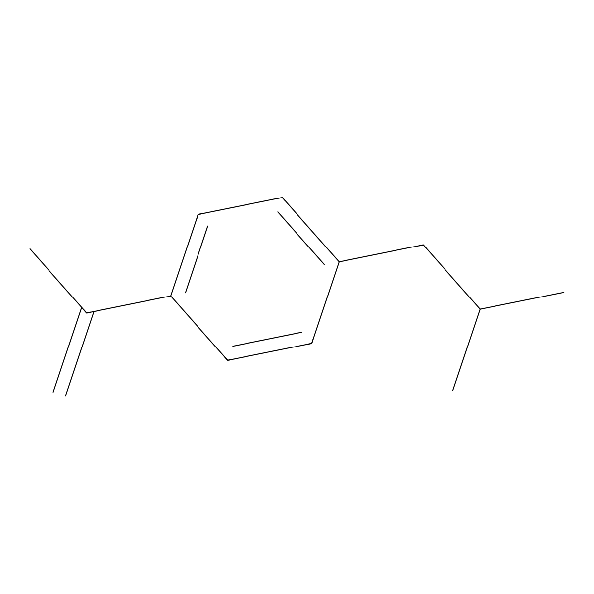 Benzene, 1-(1-methylethenyl)-4-(2-methylpropyl)- molecular structure, CAS 34352-86-8