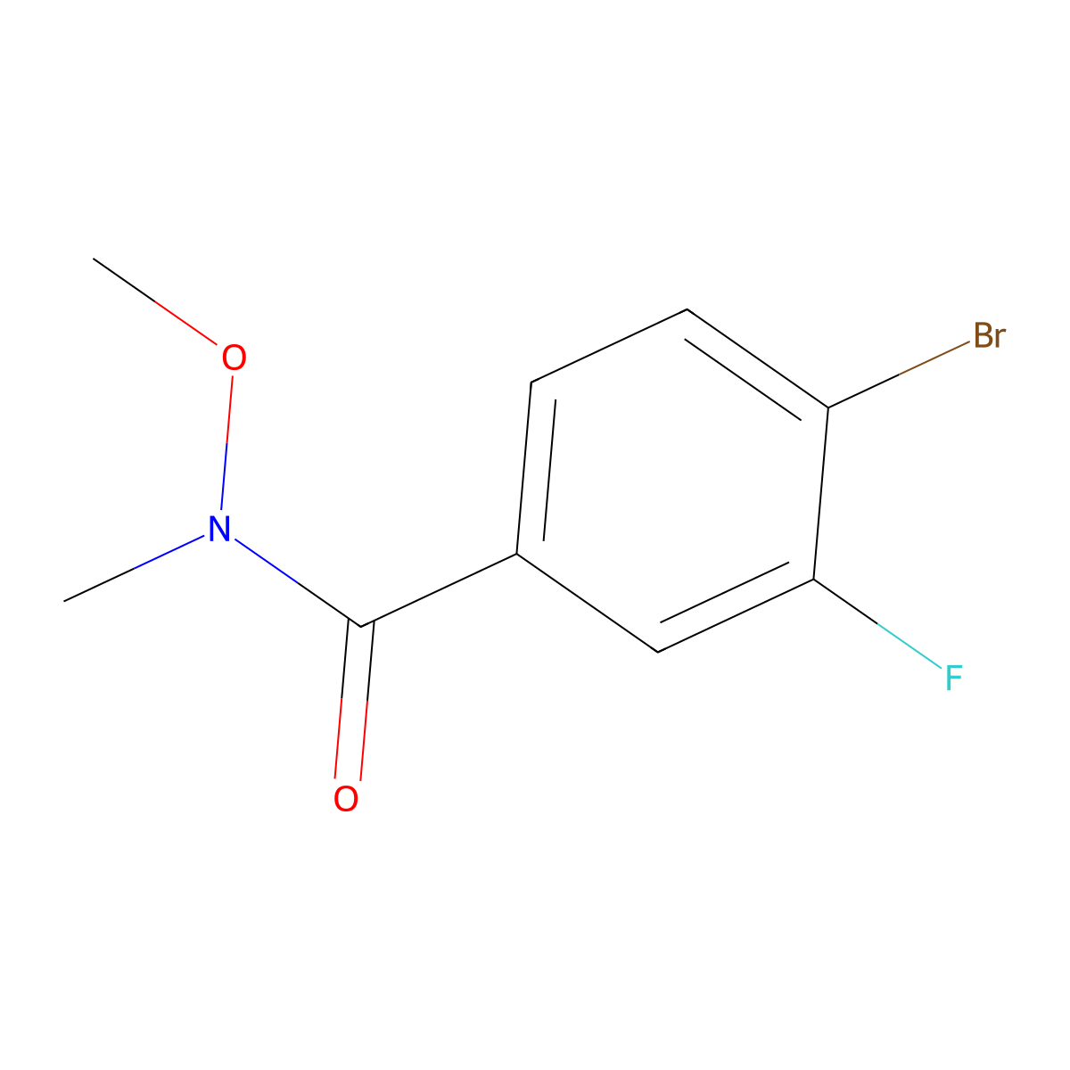 4-Bromo-3-fluoro-N-methoxy-N-methylbenzamide molecular structure, CAS 343564-56-7