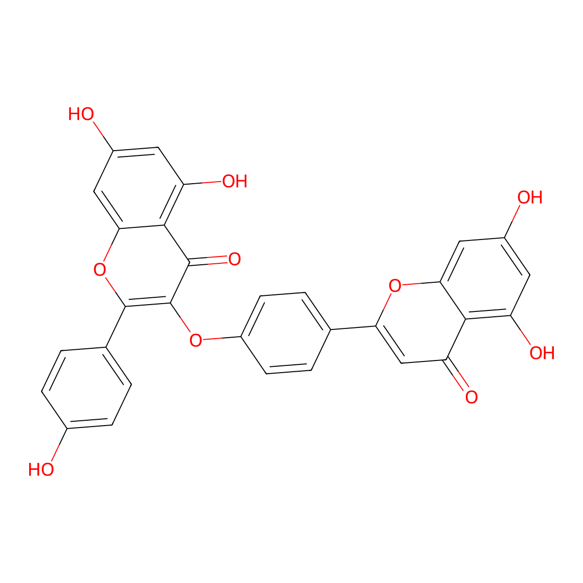 3-(4-(5,7-Dihydroxy-4-oxo-4H-1-benzopyran-2-yl)phenoxy)-5,7-dihydroxy-2-(4-hydroxyphenyl)-4H-1-benzopyran-4-one molecular structure, CAS 343569-15-3