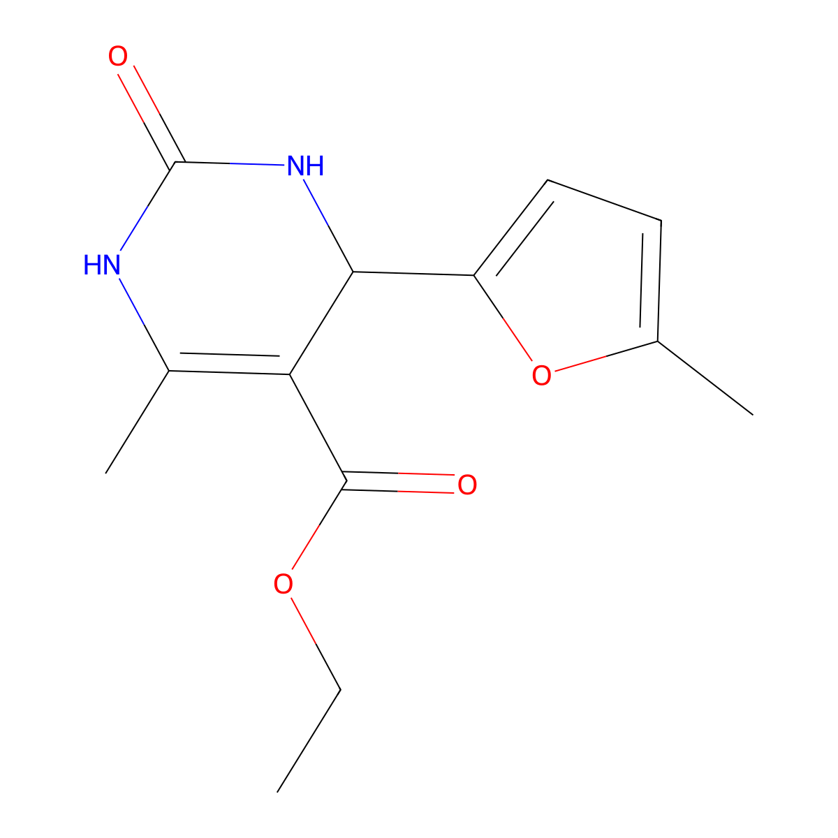 Ethyl 6-methyl-4-(5-methylfuran-2-yl)-2-oxo-1,2,3,4-tetrahydropyrimidine-5-carboxylate molecular structure, CAS 343588-50-1