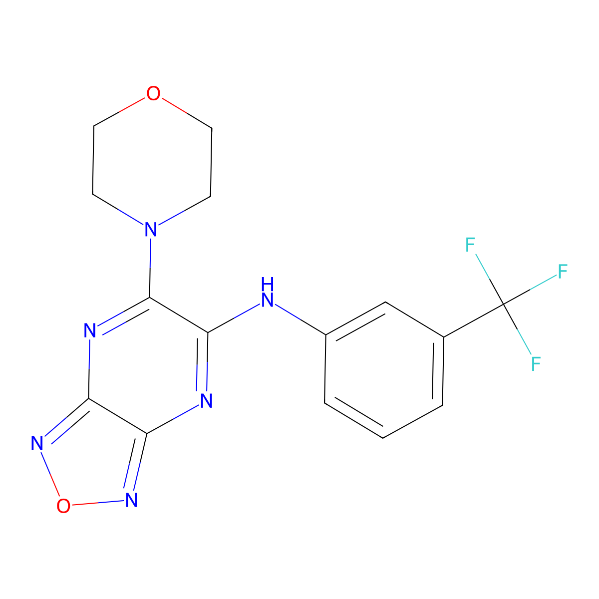 5-morpholin-4-yl-N-[3-(trifluoromethyl)phenyl]-[1,2,5]oxadiazolo[3,4-b]pyrazin-6-amine molecular structure, CAS 343591-17-3