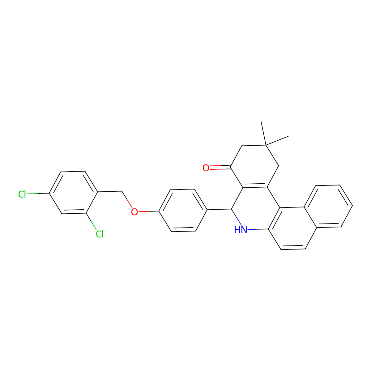 5-[4-[(2,4-Dichlorophenyl)methoxy]phenyl]-2,2-dimethyl-1,3,5,6-tetrahydrobenzo[a]phenanthridin-4-one molecular structure, CAS 343591-45-7