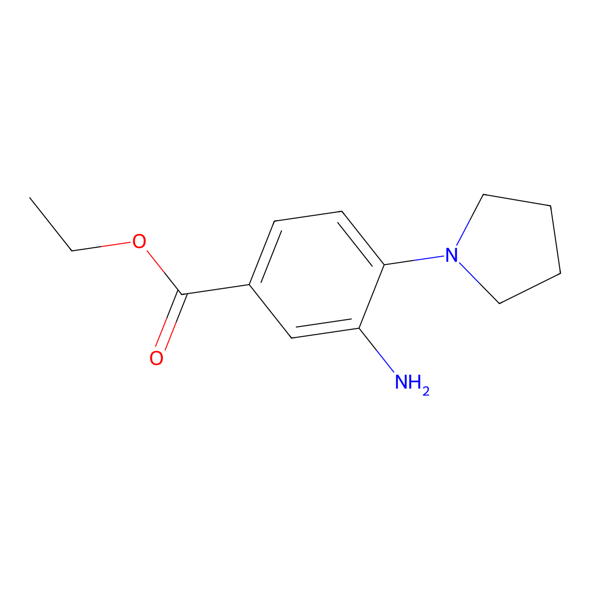 Ethyl 3-amino-4-(1-pyrrolidinyl)benzoate molecular structure, CAS 343594-44-5