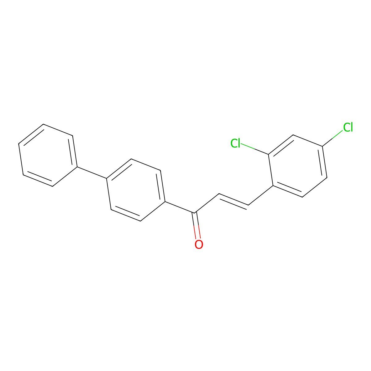 (2E)-3-(2,4-dichlorophenyl)-1-(4-phenylphenyl)prop-2-en-1-one molecular structure, CAS 343600-24-8