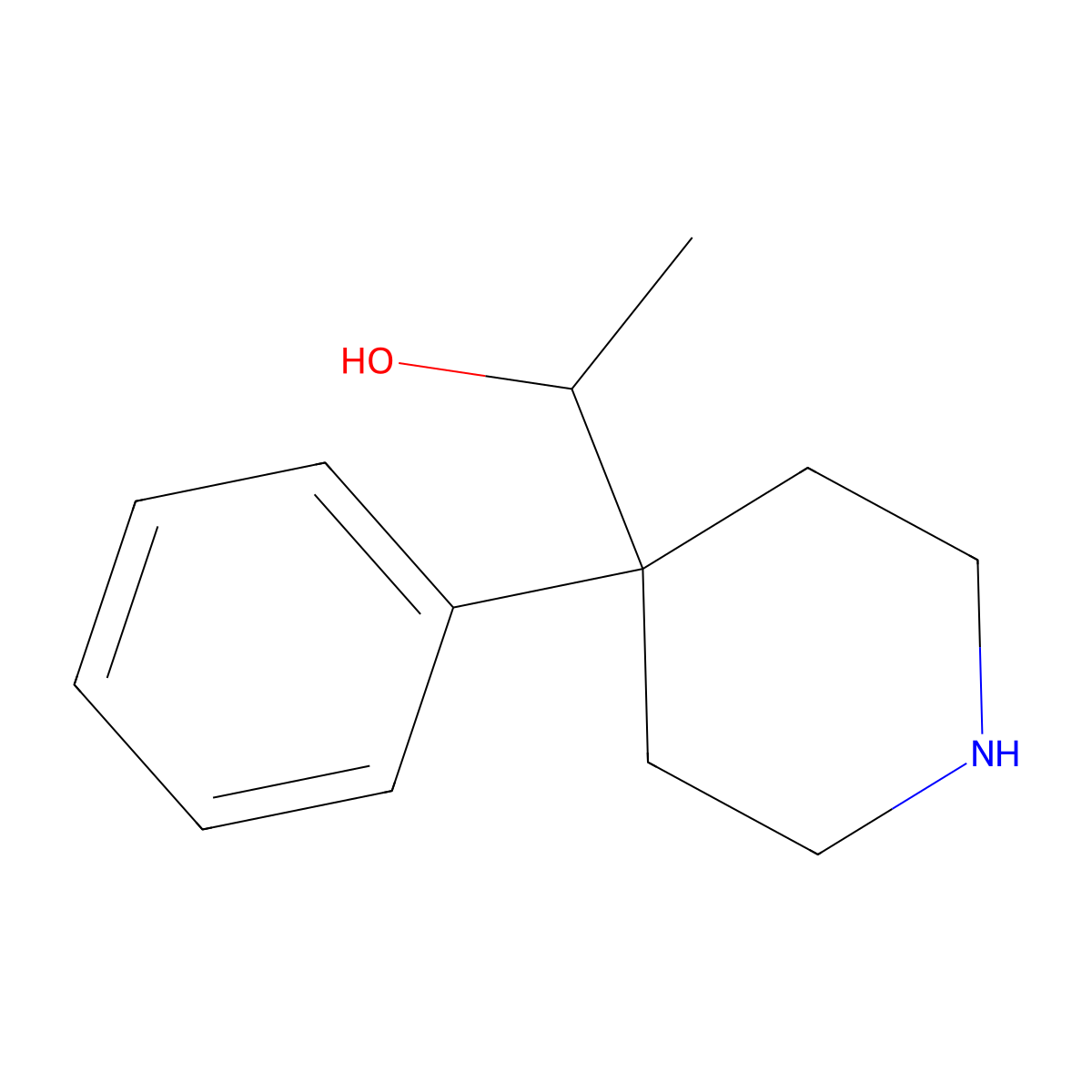 alpha-Methyl-4-phenylpiperidine-4-methanol molecular structure, CAS 34361-19-8