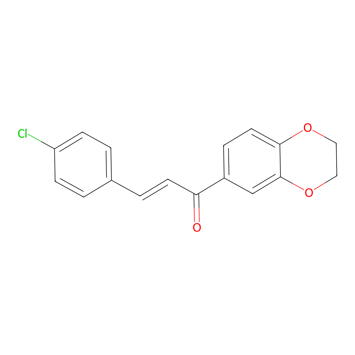(2E)-3-(4-Chlorophenyl)-1-(2,3-dihydro-1,4-benzodioxin-6-yl)-2-propen-1-one molecular structure, CAS 343610-44-6
