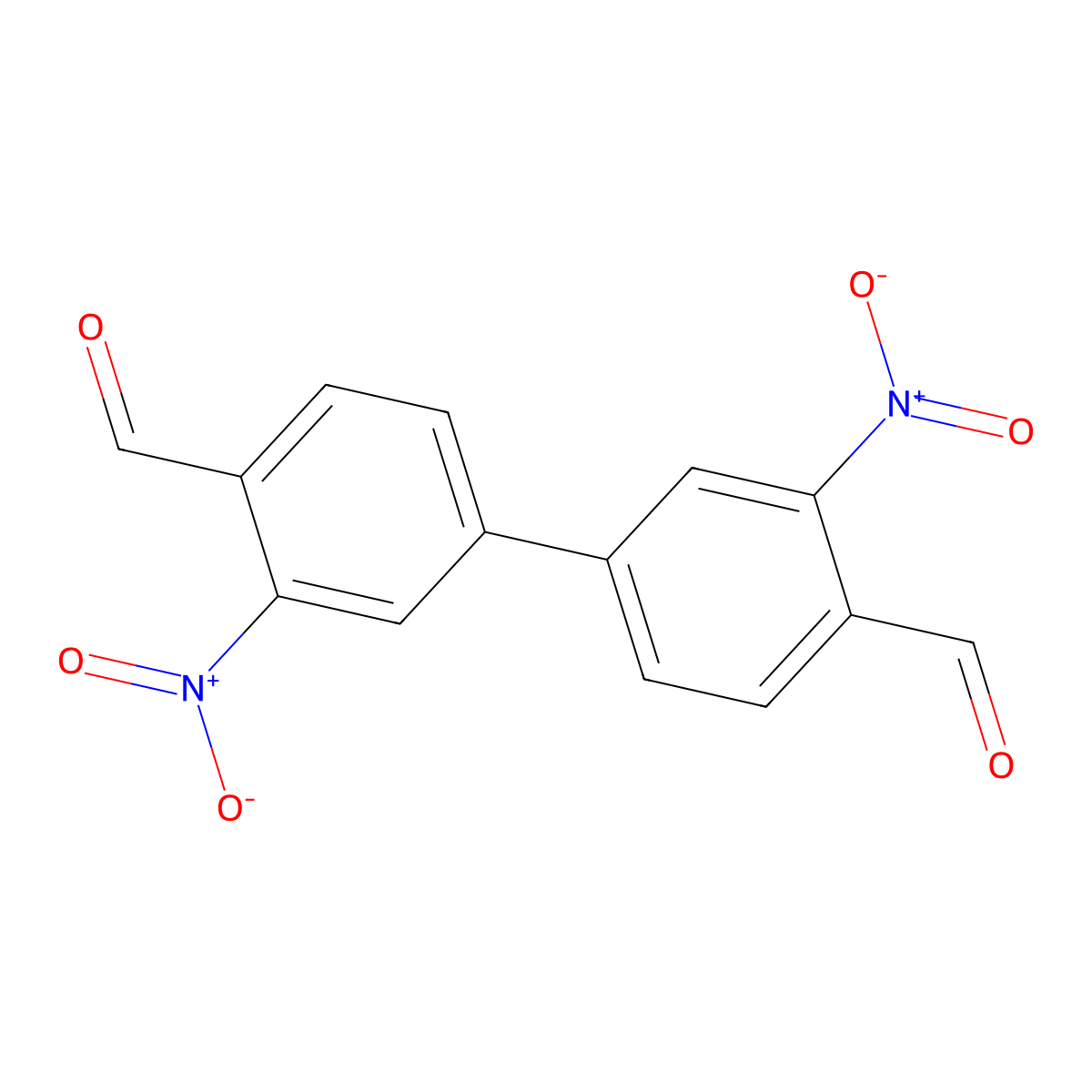 3,3'-Dinitro[1,1'-biphenyl]-4,4'-dicarboxaldehyde molecular structure, CAS 343621-25-0