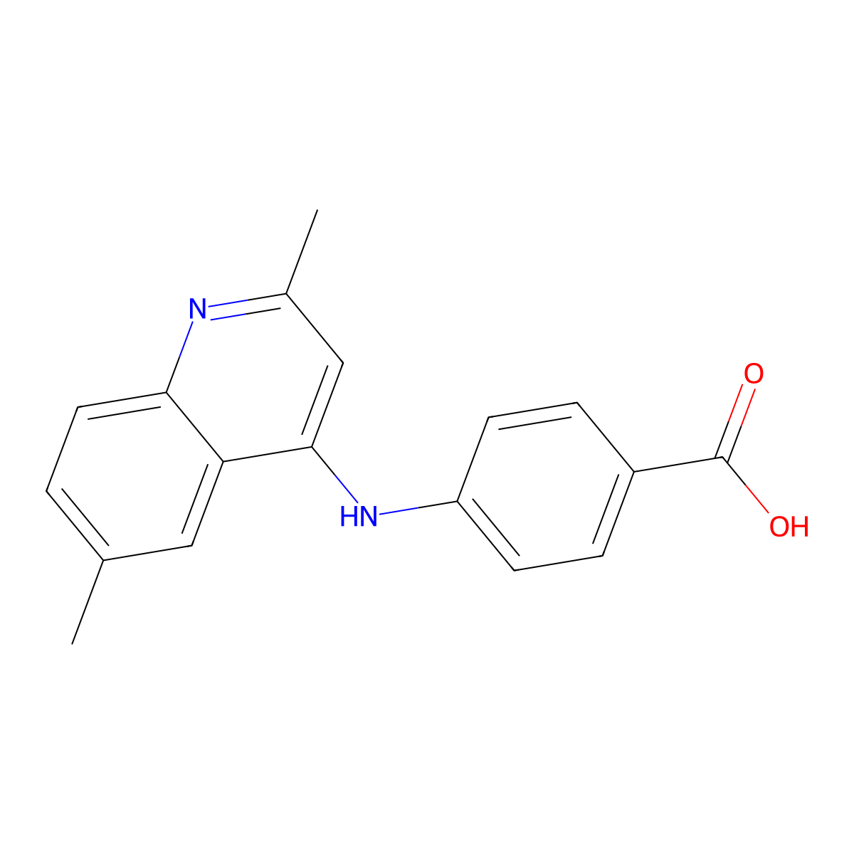 4-[(2,6-dimethylquinolin-4-yl)amino]benzoic Acid molecular structure, CAS 343623-22-3