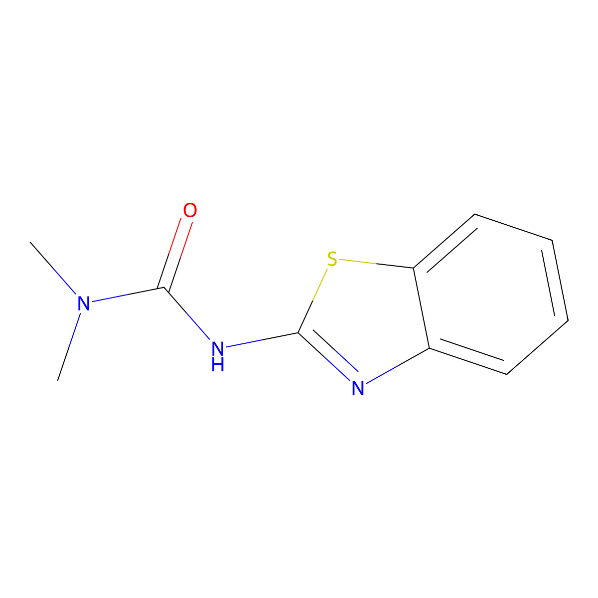 N-(2-Benzothiazolyl)-N',N'-dimethylurea molecular structure, CAS 34365-21-4