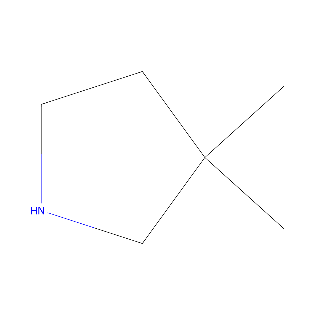 3,3-Dimethylpyrrolidine molecular structure, CAS 3437-30-7