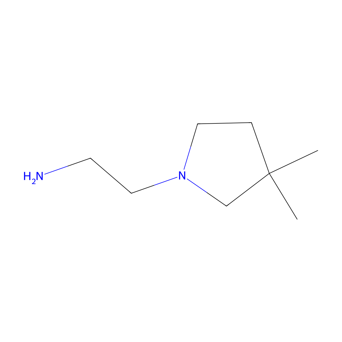 2-(3,3-Dimethylpyrrolidin-1-yl)ethan-1-amine molecular structure, CAS 3437-32-9
