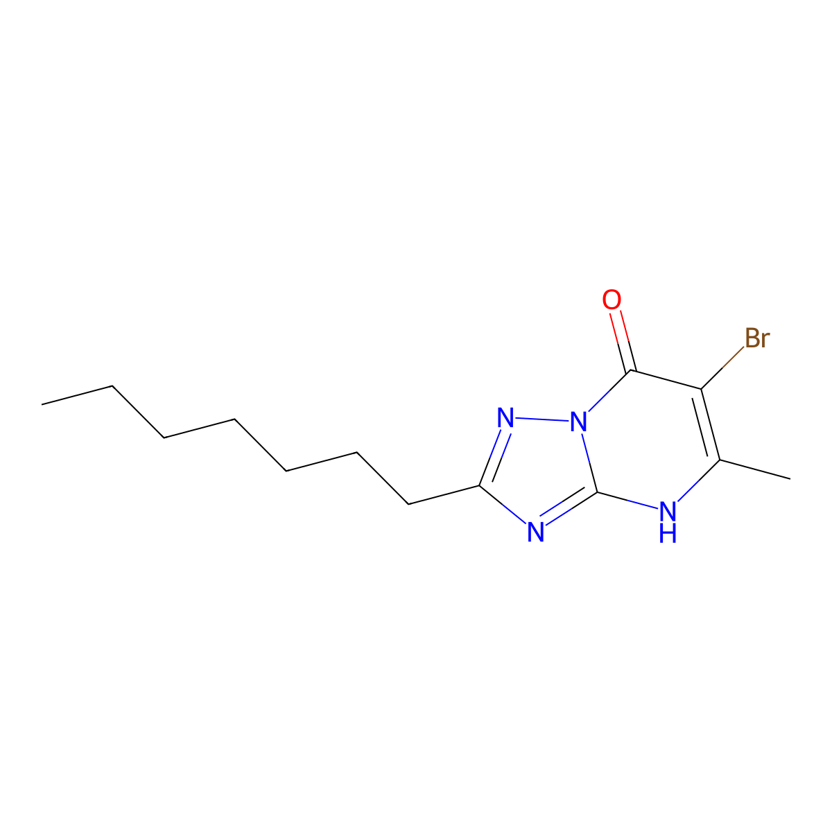 6-Bromo-2-heptyl-5-methyl[1,2,4]triazolo[1,5-a]pyrimidin-7-ol molecular structure, CAS 34374-71-5