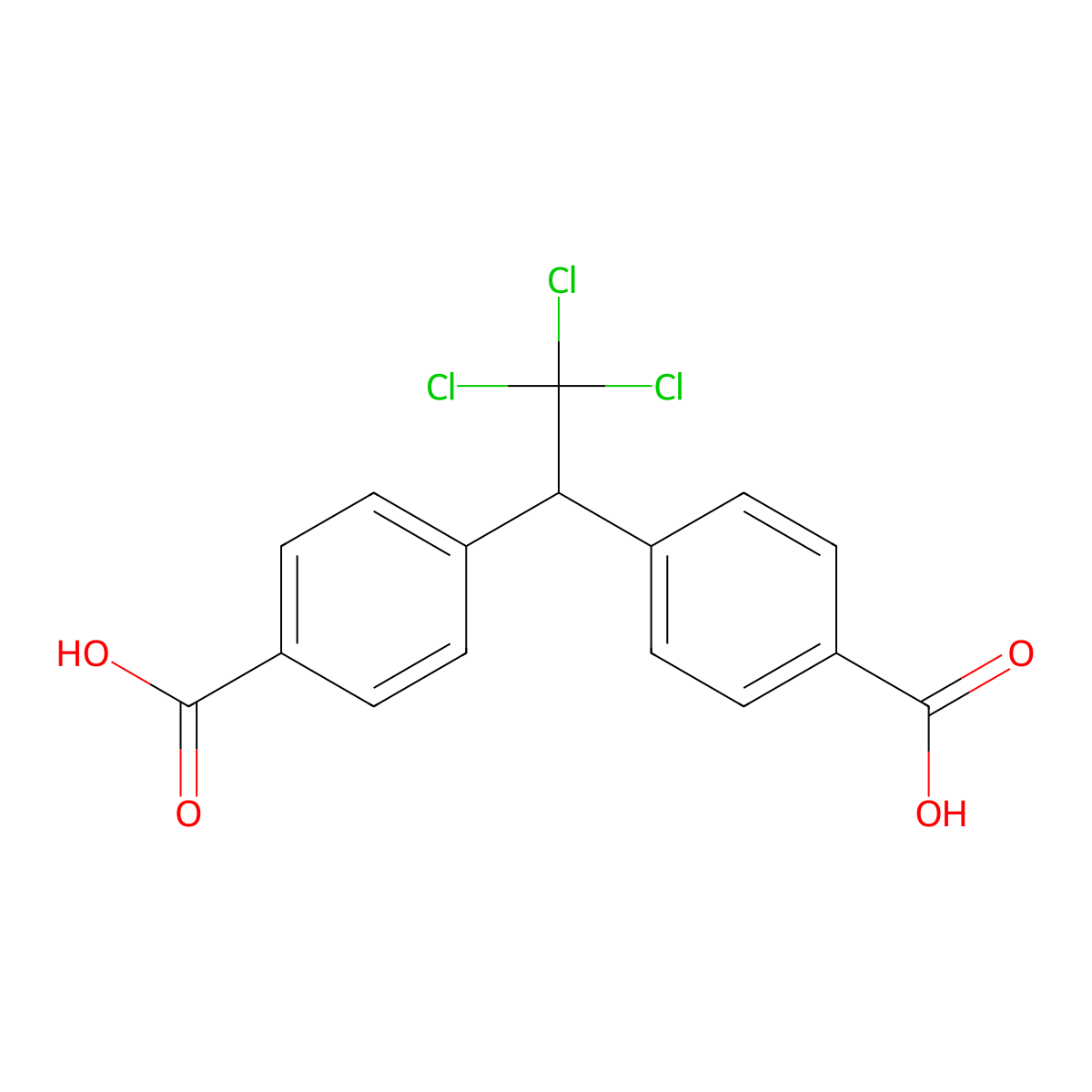 Benzoic acid, 4,4'-(2,2,2-trichloroethylidene)bis- molecular structure, CAS 34375-61-6