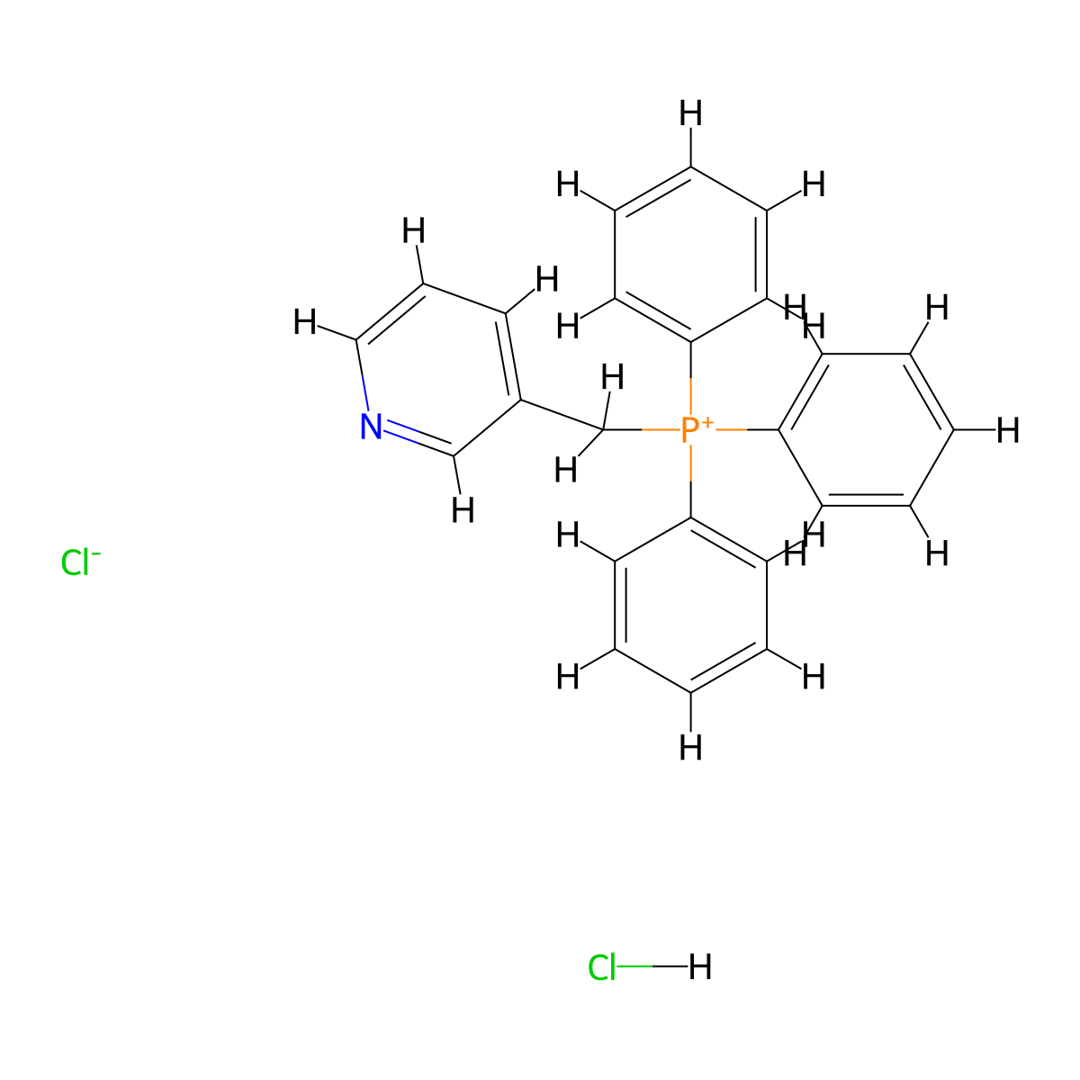 Triphenyl(3-pyridylmethyl)phosphonium chloride hydrochloride molecular structure, CAS 34377-83-8