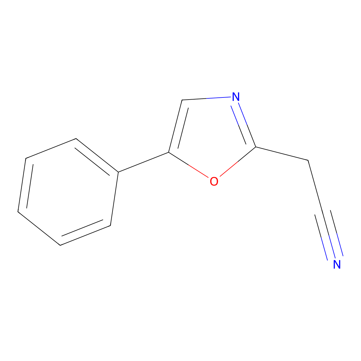 2-(5-Phenyloxazol-2-yl)acetonitrile molecular structure, CAS 343774-44-7
