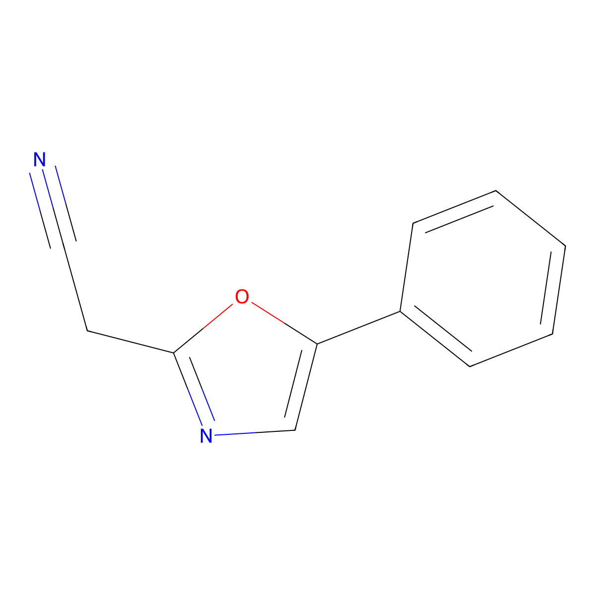 2-(5-Phenyloxazol-2-yl)acetonitrile molecular structure, CAS 343774-44-7