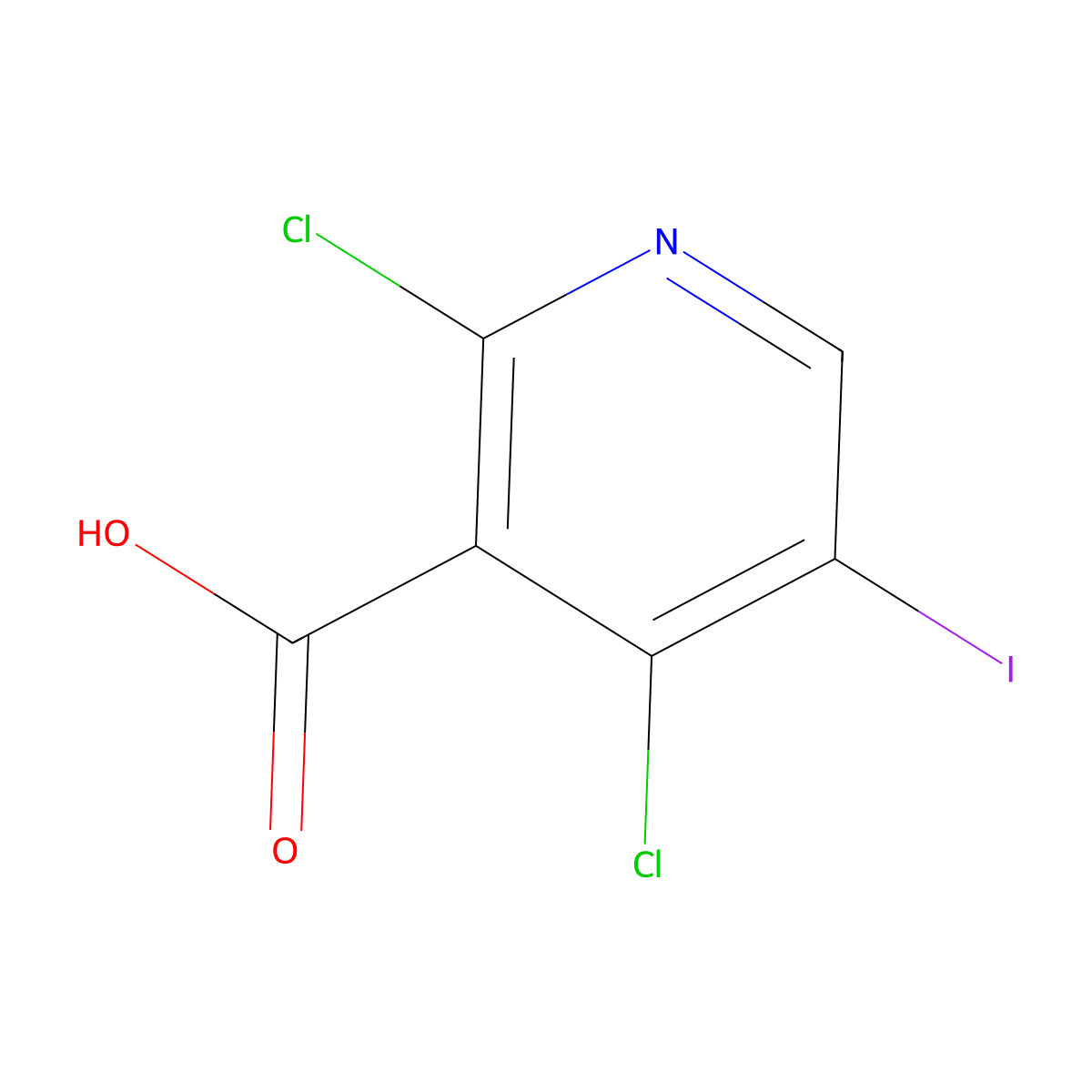 2,4-dichloro-5-iodo-3-Pyridinecarboxylic acid molecular structure, CAS 343781-54-4