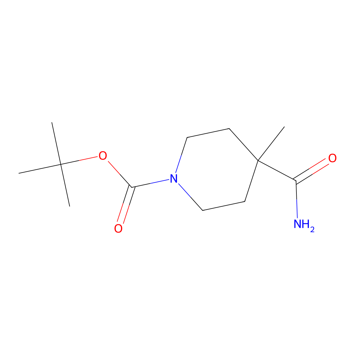 1-Boc-4-methylpiperidine-4-carboxamide molecular structure, CAS 343788-67-0
