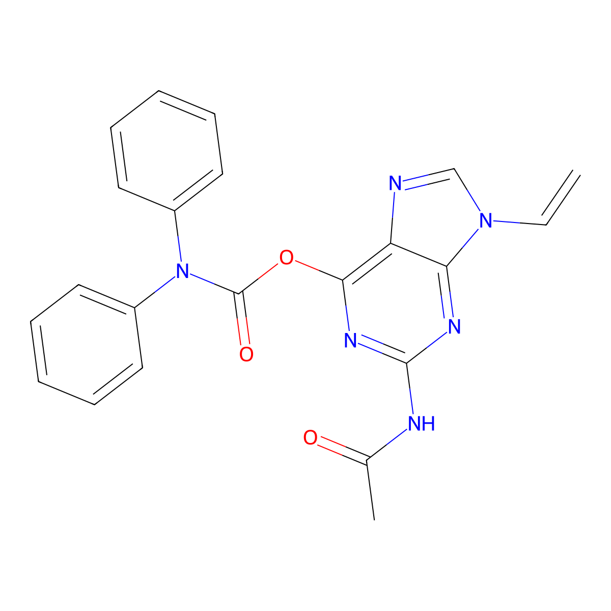 2-Acetamido-9-vinyl-9H-purin-6-yl diphenylcarbamate molecular structure, CAS 343794-19-4