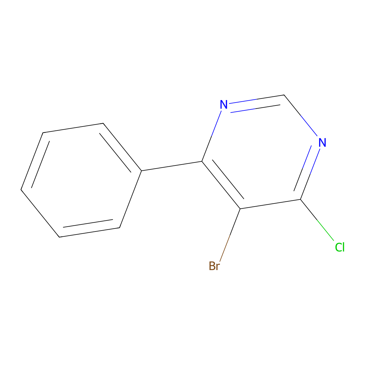 5-Bromo-4-chloro-6-phenylpyrimidine molecular structure, CAS 3438-56-0