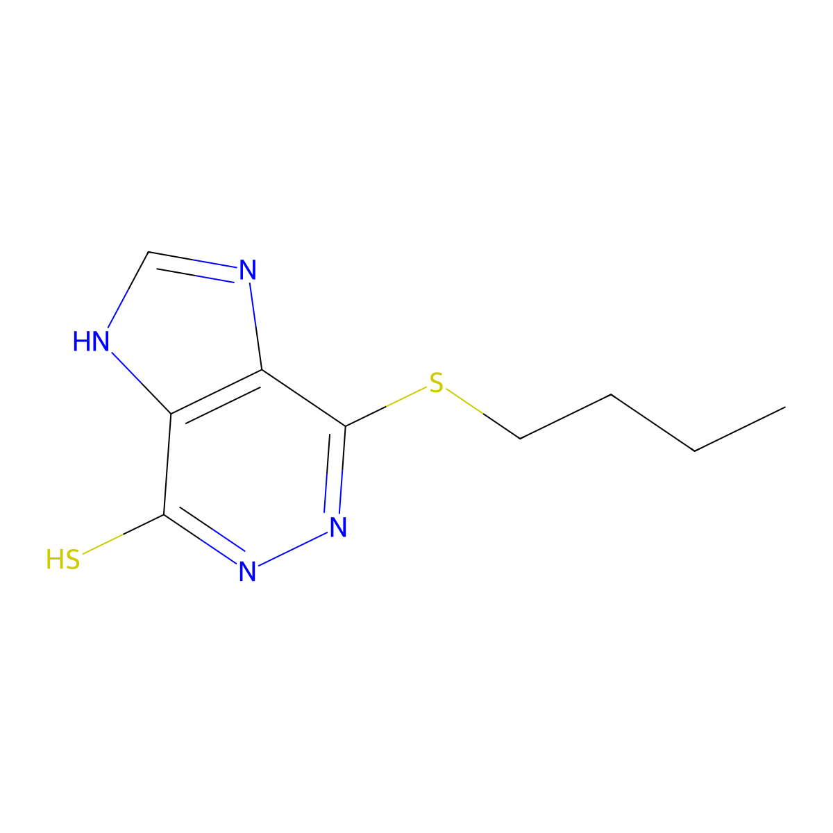 7-Butylsulfanyl-5,6-dihydroimidazo[4,5-d]pyridazine-4-thione molecular structure, CAS 3438-80-0