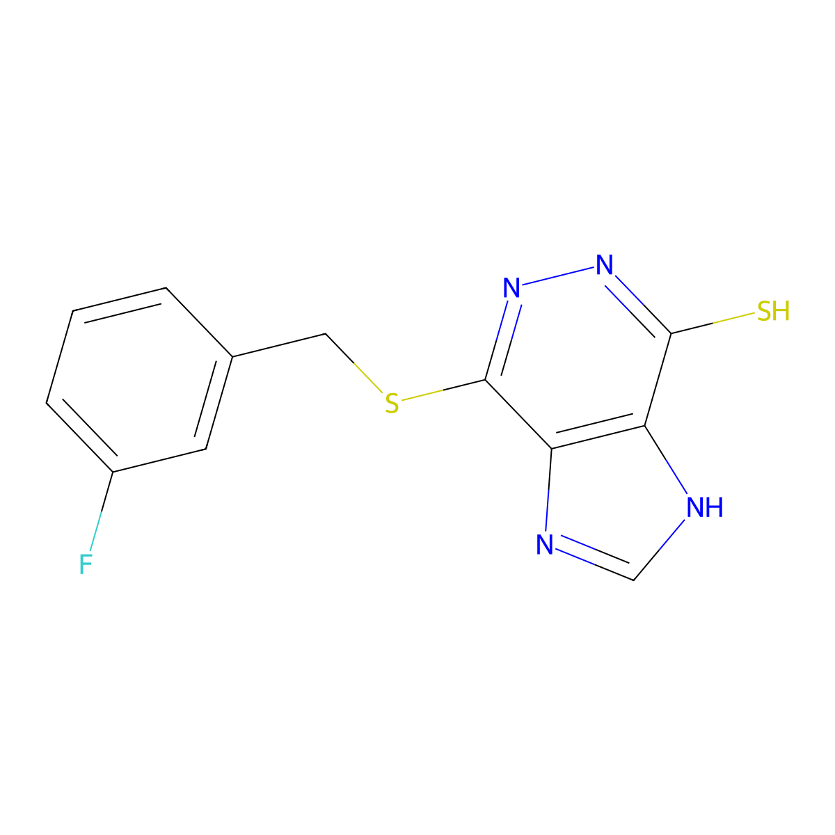 4-[(3-fluorobenzyl)sulfanyl]-1H-imidazo[4,5-d]pyridazine-7-thiol molecular structure, CAS 3438-87-7