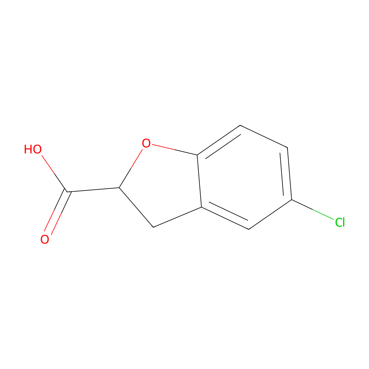 5-Chloro-2,3-dihydro-benzofuran-2-carboxylic acid molecular structure, CAS 34385-94-9