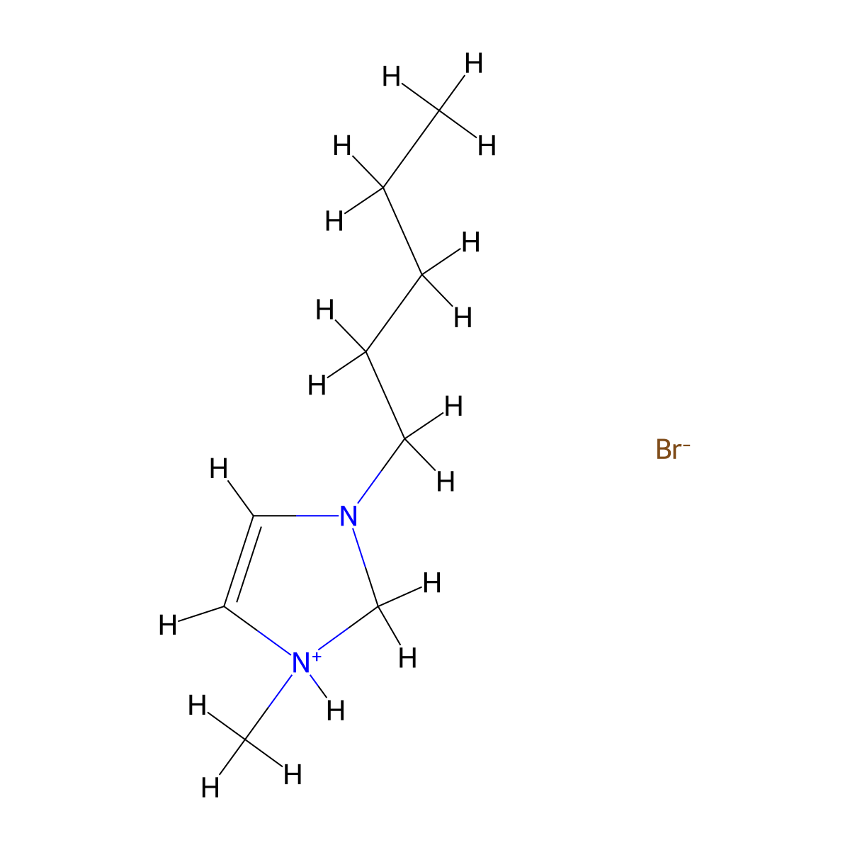 1-Methyl-3-pentyl-2,3-dihydro-1H-imidazol-1-ium bromide molecular structure, CAS 343851-31-0