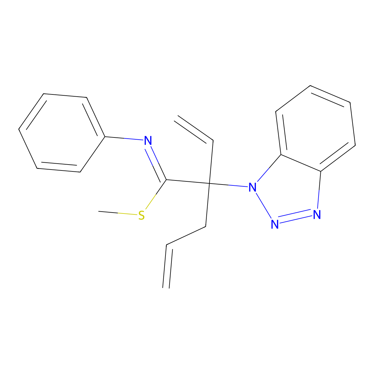 (NZ)-N-[2-(1H-1,2,3-Benzotriazol-1-yl)-2-ethenyl-1-(methylsulfanyl)pent-4-en-1-ylidene]aniline molecular structure, CAS 343851-82-1