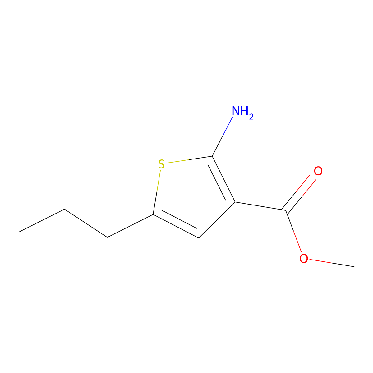 Methyl 2-amino-5-propylthiophene-3-carboxylate molecular structure, CAS 343855-83-4