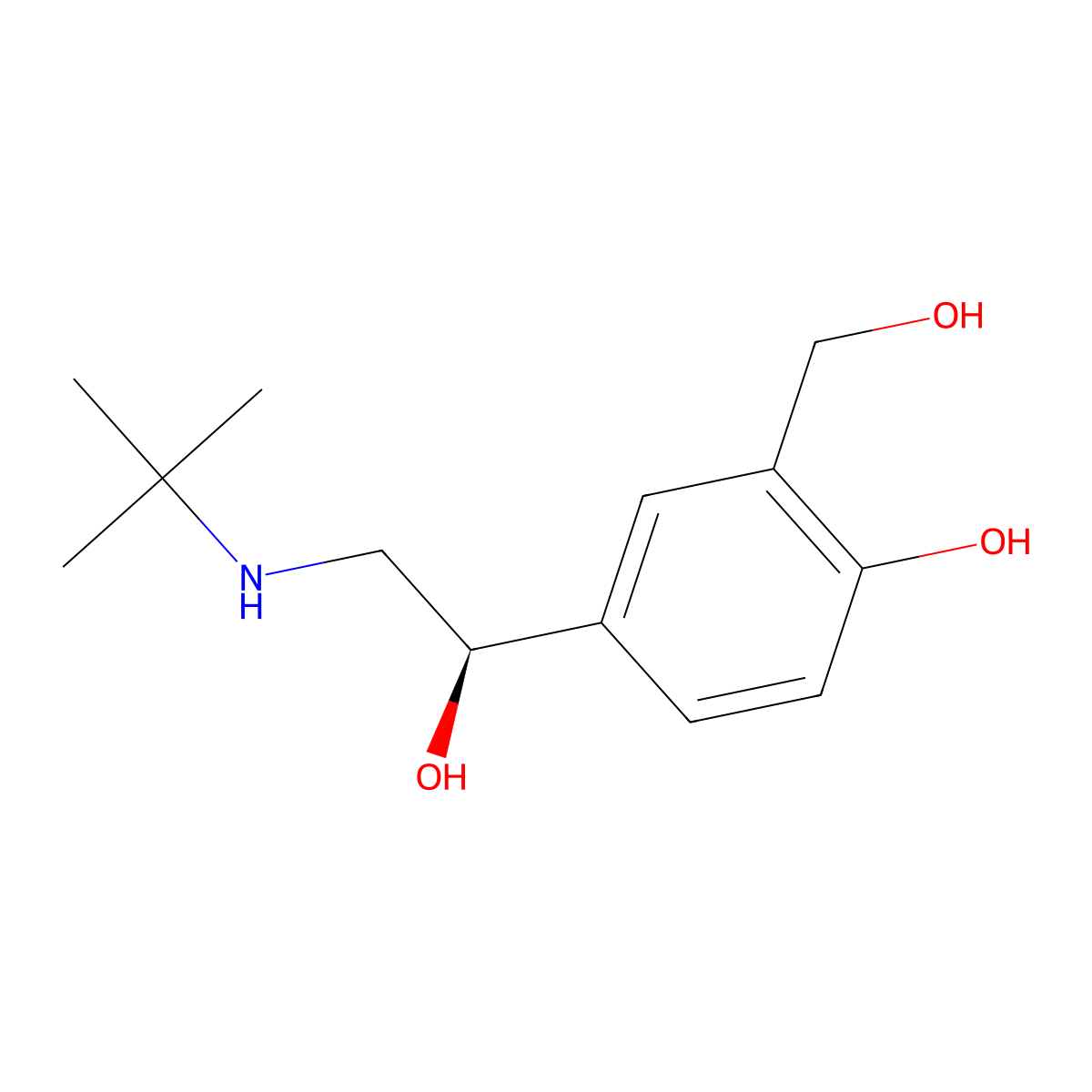 (-)-Salbutamol molecular structure, CAS 34391-04-3