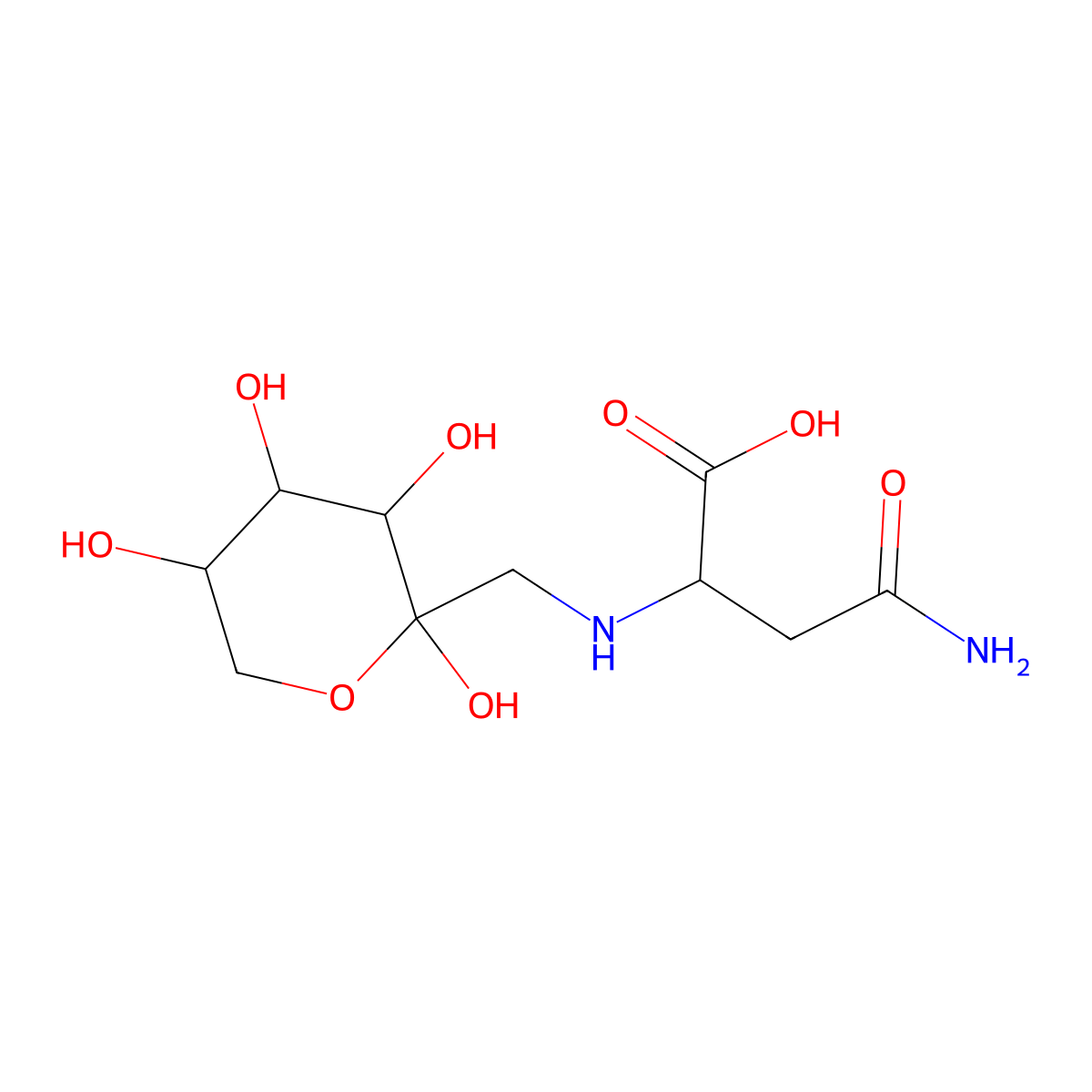 4-Amino-4-oxo-2-[(2,3,4,5-tetrahydroxyoxan-2-yl)methylamino]butanoic acid molecular structure, CAS 34393-27-6