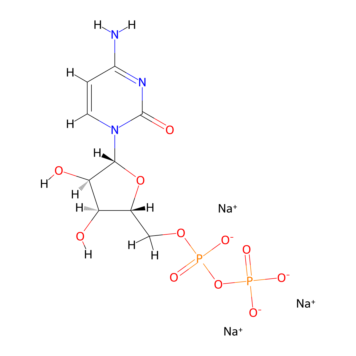 Trisodium cytidine 5'-diphosphate molecular structure, CAS 34393-59-4