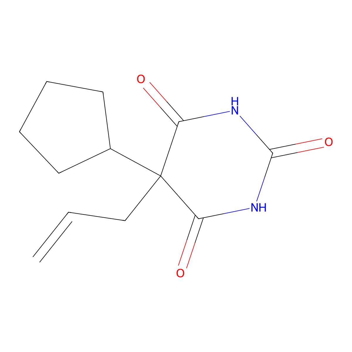 5-Cyclopentyl-5-prop-2-enyl-1,3-diazinane-2,4,6-trione molecular structure, CAS 34394-05-3